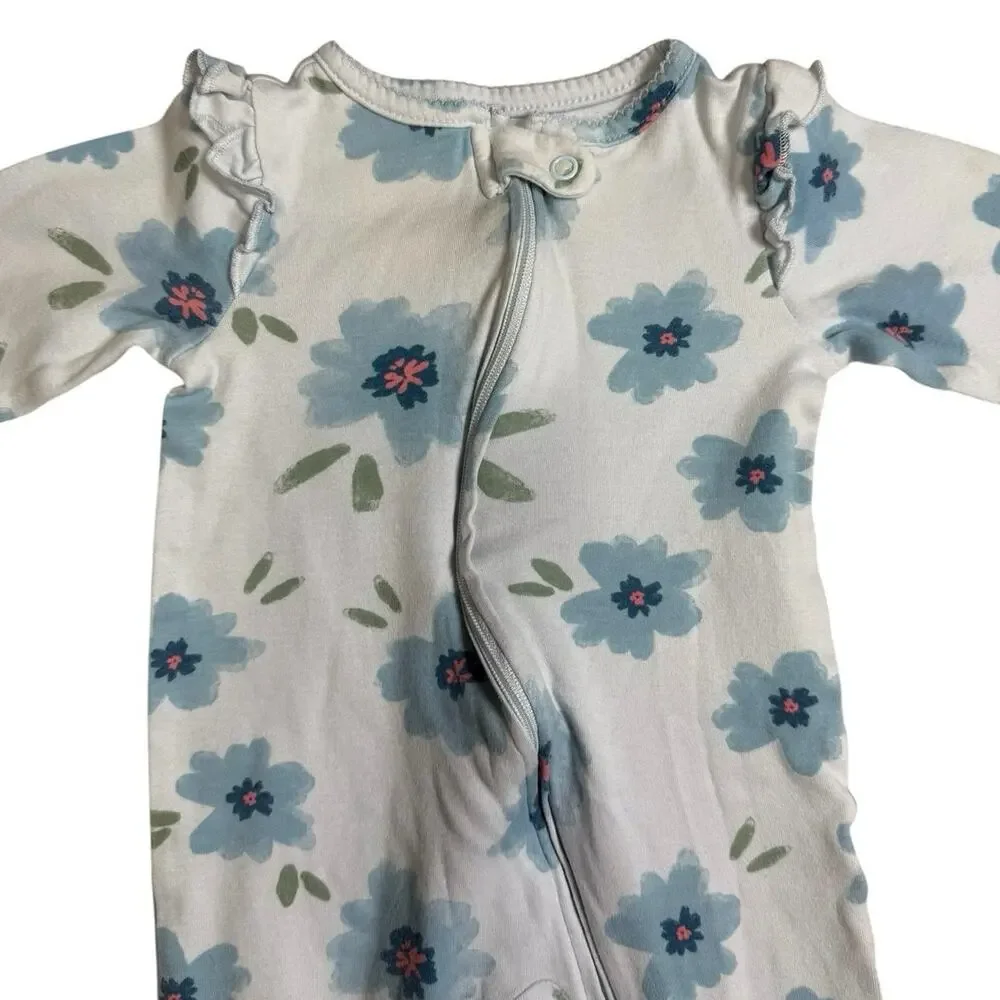 Carters Sleeper Pajamas Baby Girl Flowers Blue 6 Months